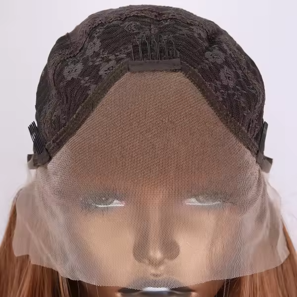 Copper 13x3 Lace Front Body Wave Synthetic Wig - Interior Cap Construction
