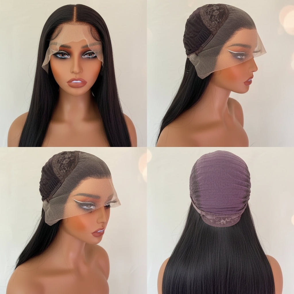 Black Layered Body Wave Lace Front Wig - Back View, HD Lace Cap Construction