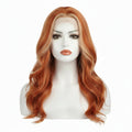 Orange Gradient Golden Wavy Curly 13x3 Lace Front Wig Front View