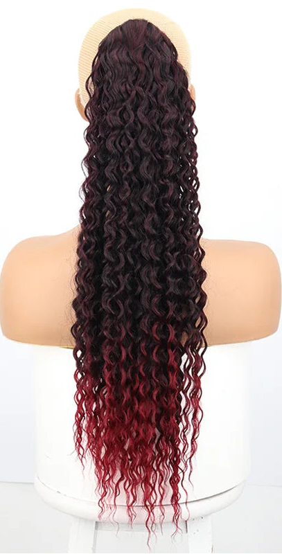 Image 15 — Water wave synthetic drawstring ponytail — packaging and product detail close-up
