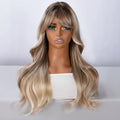 Golden Brown Loose Wave Synthetic Wig with Bangs - Front View