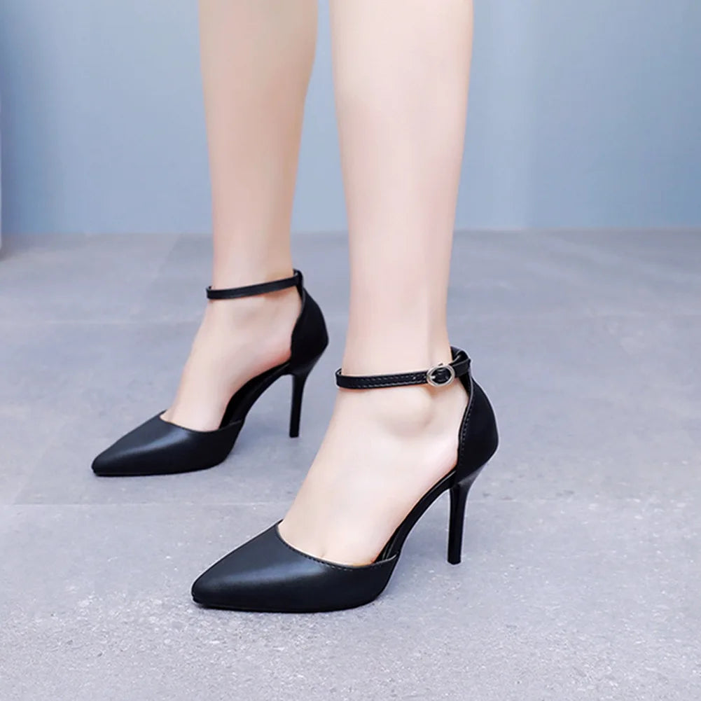 Pointed Toe Ankle Strap Heels