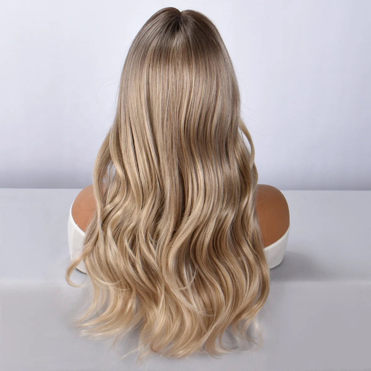 Golden Brown Loose Wave Synthetic Wig with Bangs - Back view