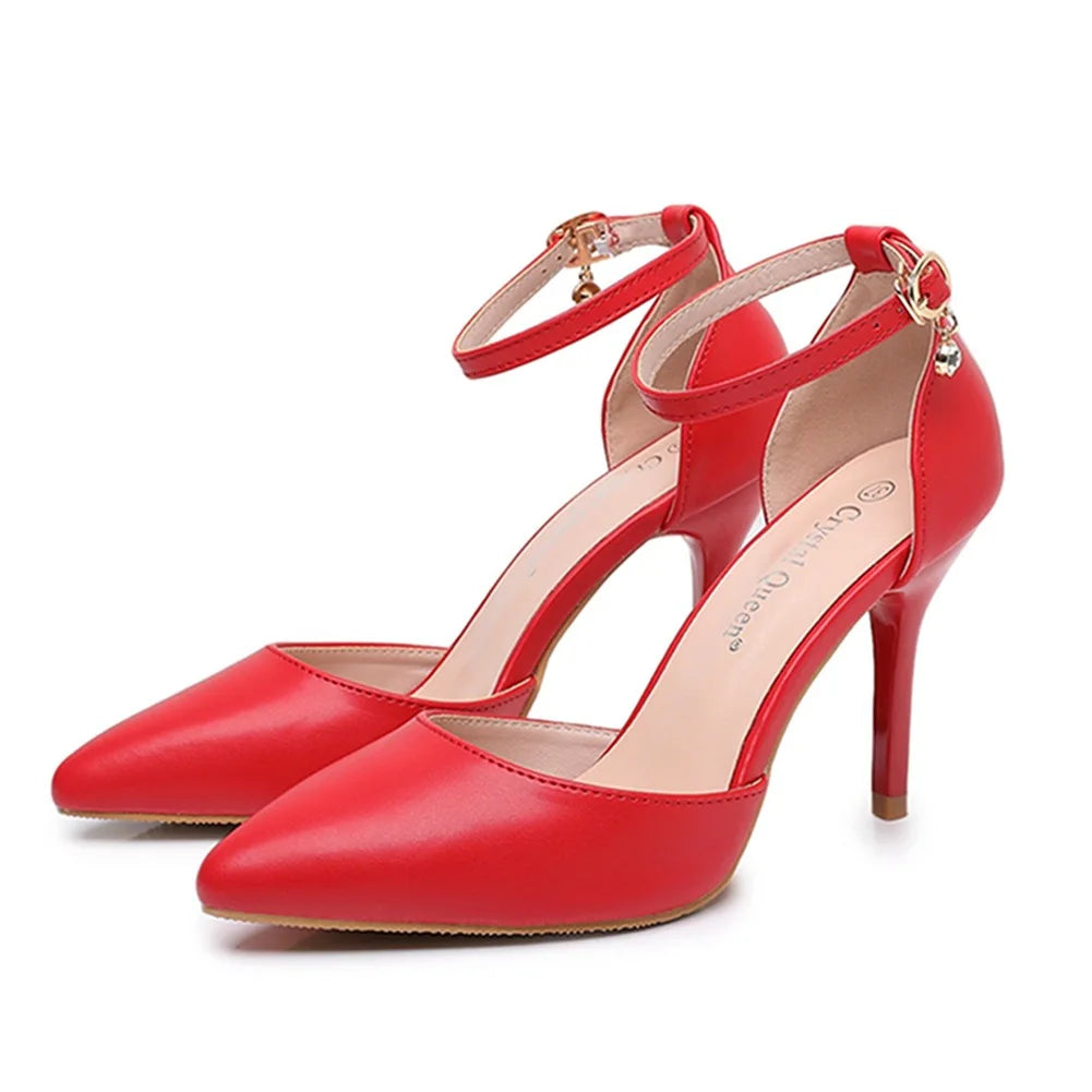 Pointed Toe Ankle Strap Heels