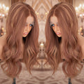Warm Chestnut Copper Loose Wave 13x4 Lace Front Wig - Full Head View, Transparent HD Lace, Natural Hairline