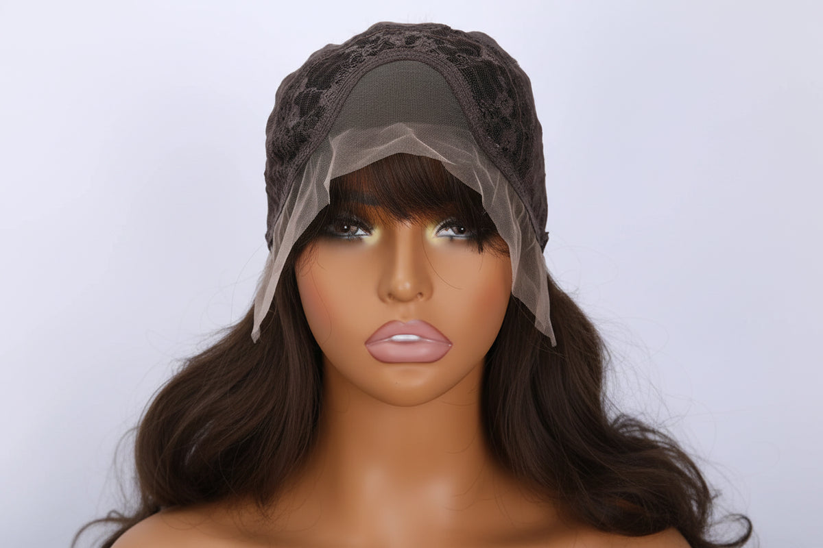 Brown Gradient 13x3 Lace Front Body Wave Synthetic Wig - Cap construction