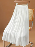 White Tiered High-Waisted Long Skirt 