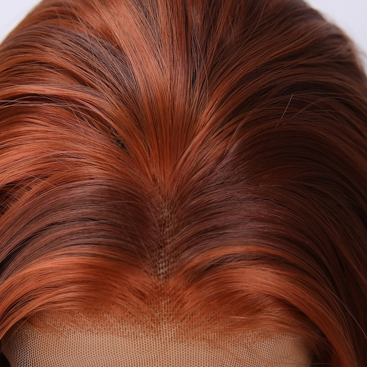 Red Brown Gradient Wavy Lace Front Wig  hairline