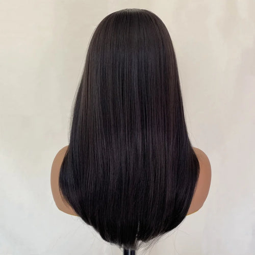 Black Layered Body Wave 13x4 Lace Front Wig - back View, Transparent HD Lace, Natural Hairline

