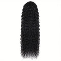 Image 3 — Full-length water wave curly drawstring ponytail in natural black, product flat lay
