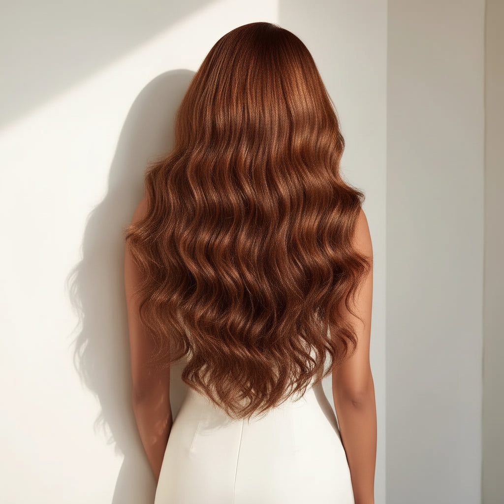 Copper 13x3 Lace Front Body Wave Synthetic Wig - back view