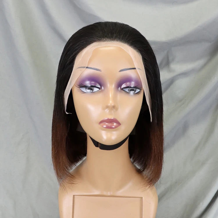 Image 4 — Close-up of lace front parting on straight bob wig, natural hairline
