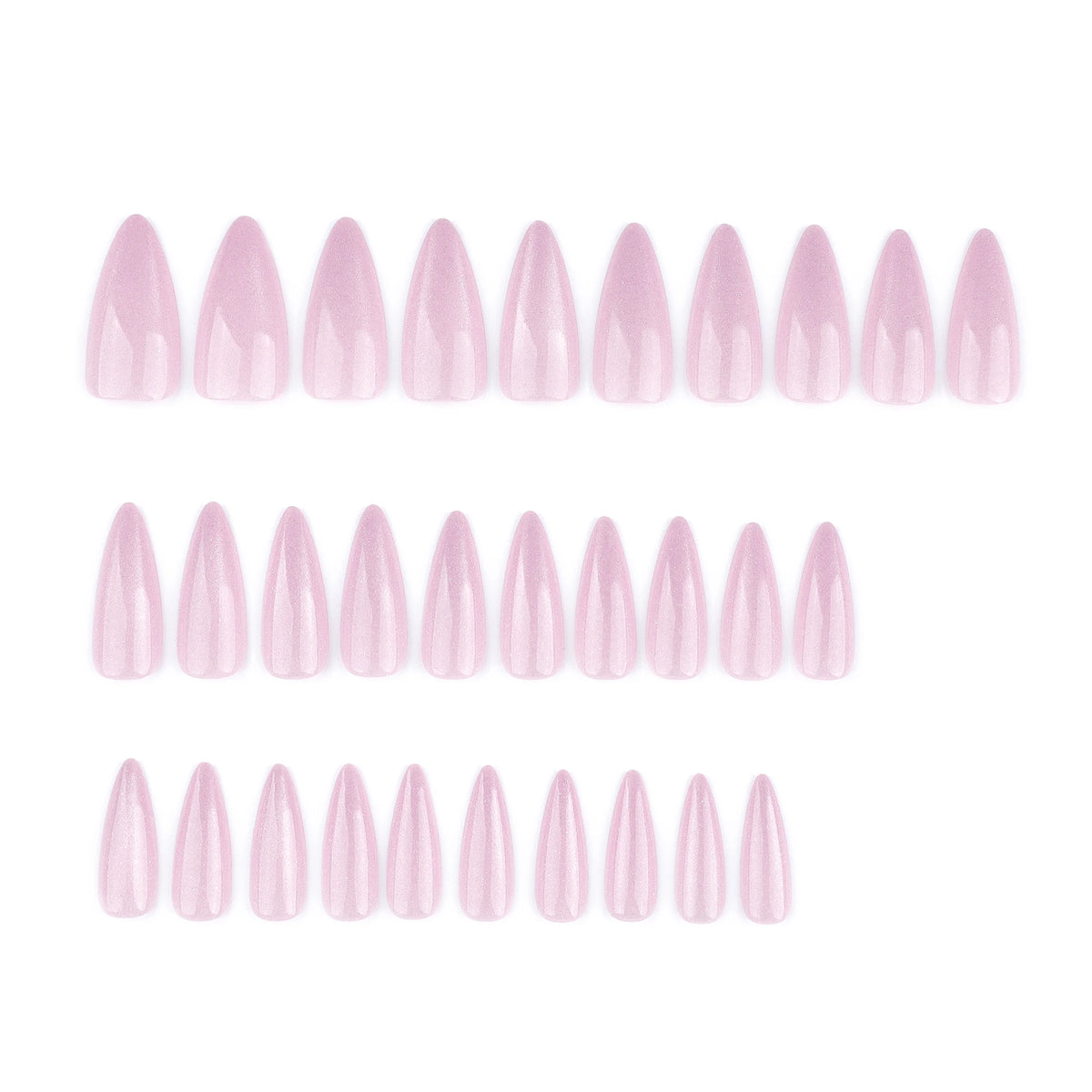 Set of pink nail tips on a white background