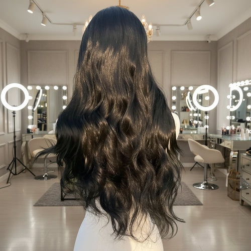 Black 13x3 Transparent Lace Front Body Wave Synthetic Wig - Back view