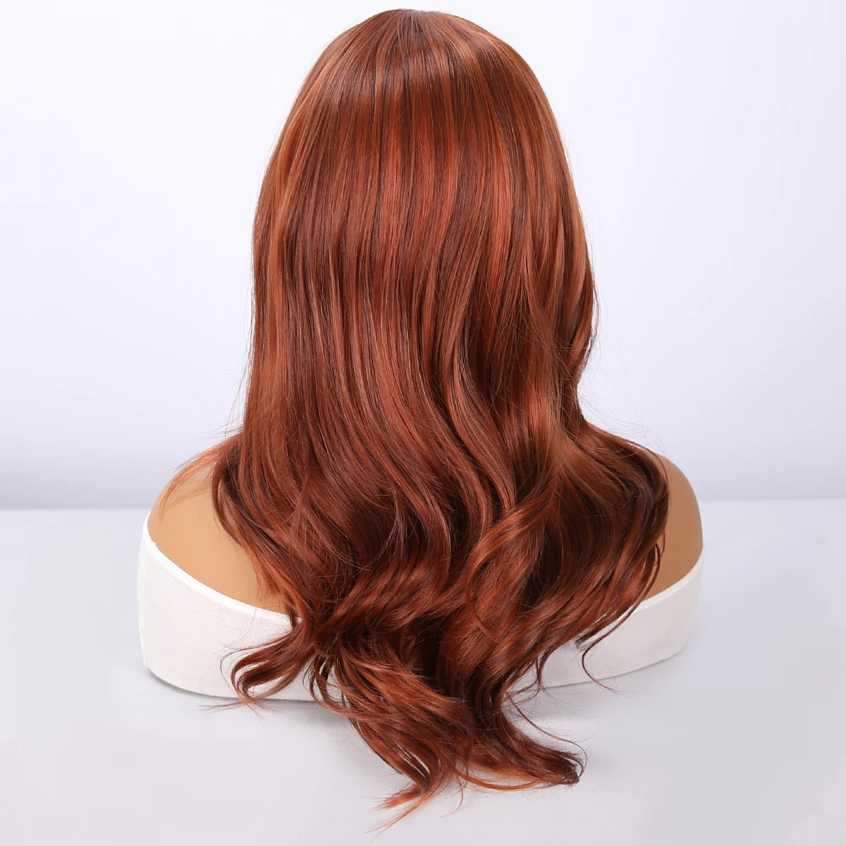 Red Brown Gradient Wavy Lace Front Wig Back View