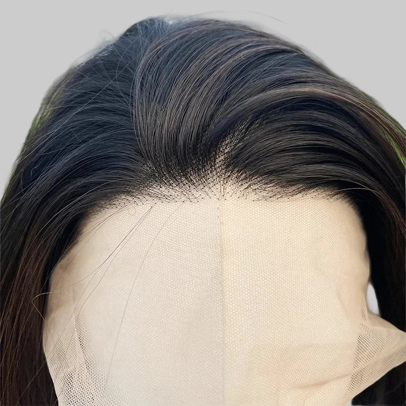 Black Brown Mixed 13x4 Lace Front Body Wave Synthetic Wig - Hairline