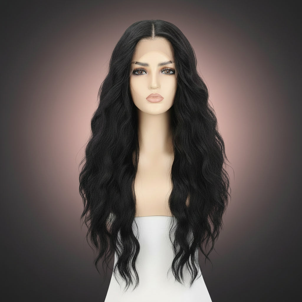 Black Water Wave 13x4 Lace Front Wig Front View