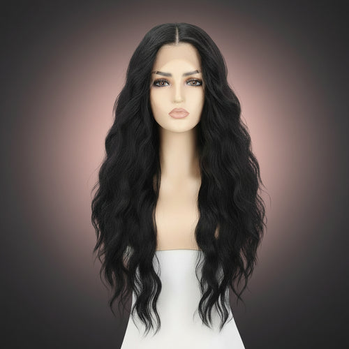 Black Water Wave 13x4 Lace Front Wig Front View