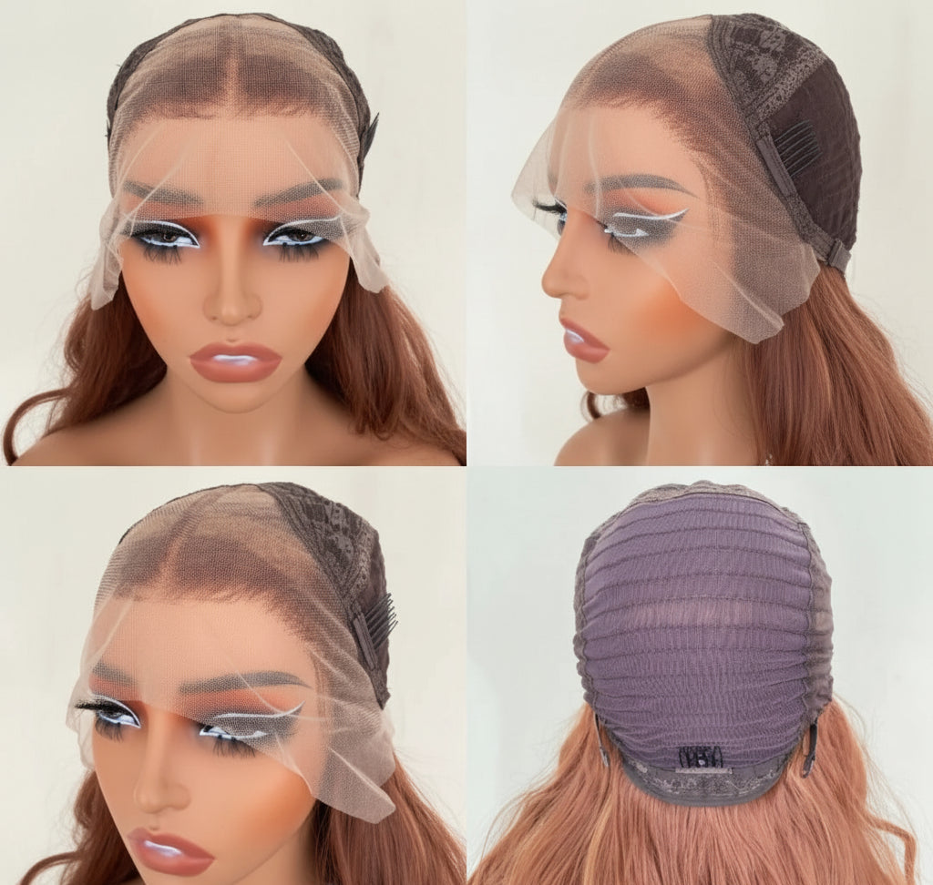Warm Chestnut Copper Loose Wave Lace Front Wig - Back View, HD Lace Cap Construction
