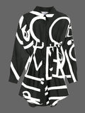 Two-Tone Pleated Cinched-Waist Shirt Dress Back View