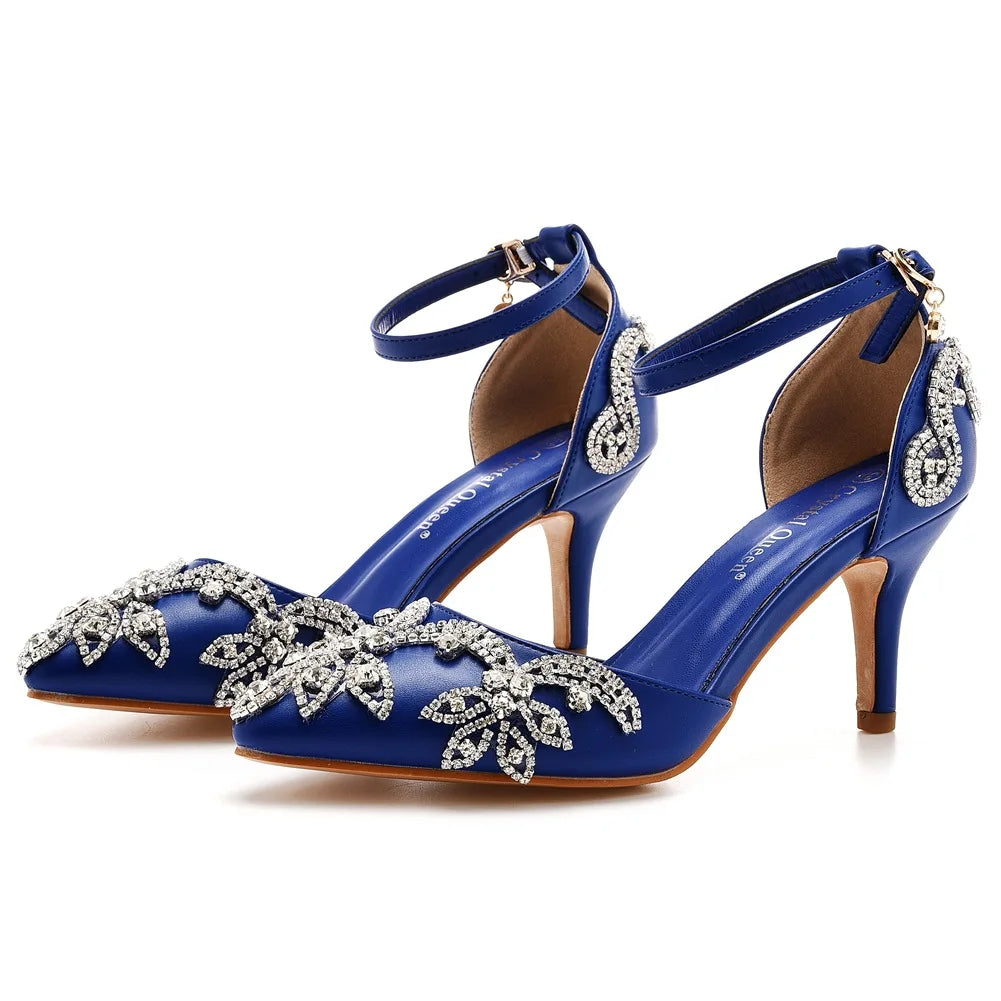 Sparkling Crystal Ankle Strap Heels
