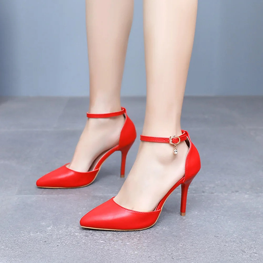 Pointed Toe Ankle Strap Heels