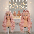Pink Wave 13x4 Lace Front Wig - Full Head View, Transparent HD Lace, Natural Hairline
