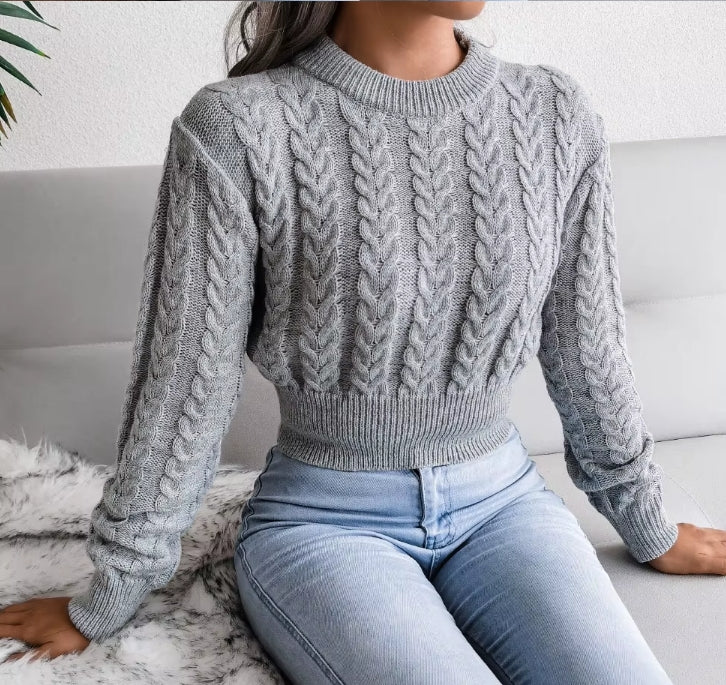 Crew Neck Knit Sweater | Women's Slim Pullover