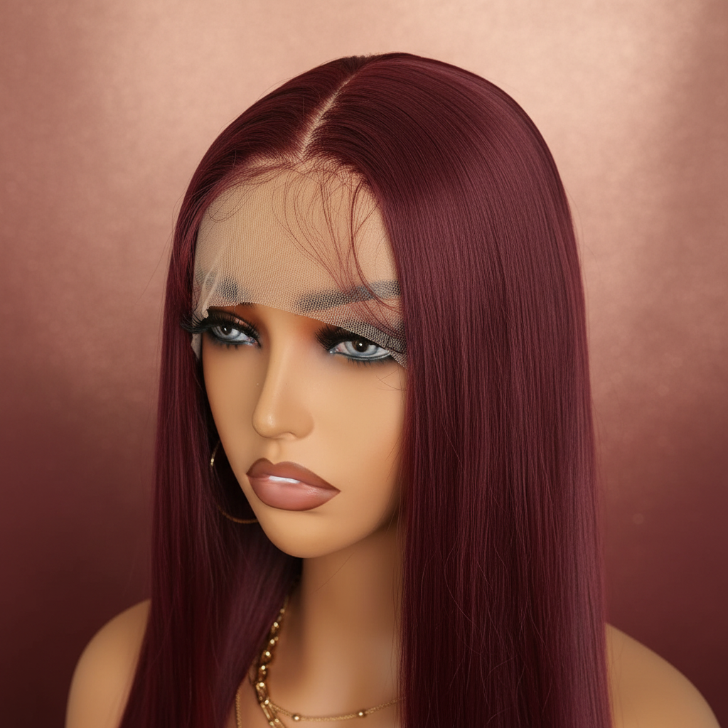 Red Lace Front Wig - Close-up