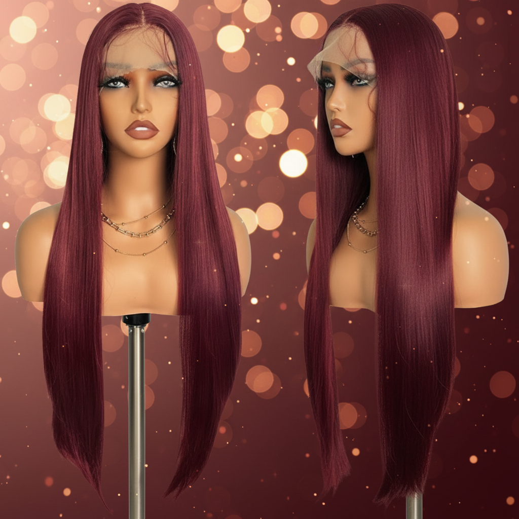 Red Lace Front Wig - Glam Background